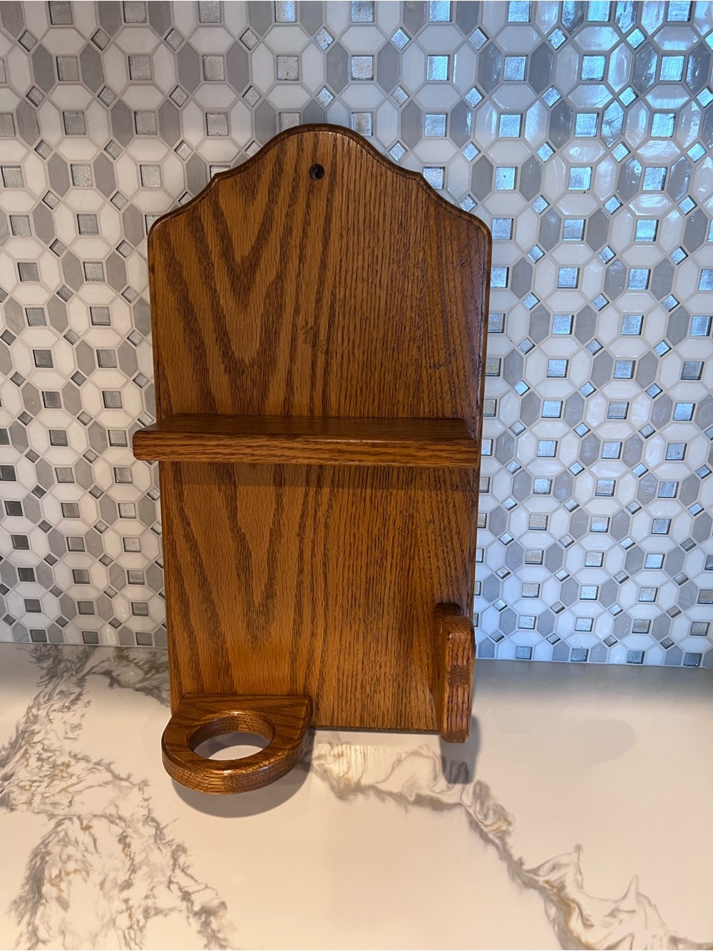 Vintage Wooden Wall Rack BASEBALL Ball & Bat Holder Glove Cap Softball 9" x17.5"